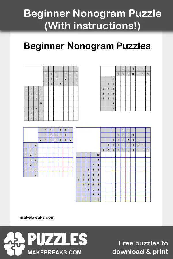 Beginner Nonogram Puzzle Make Breaks