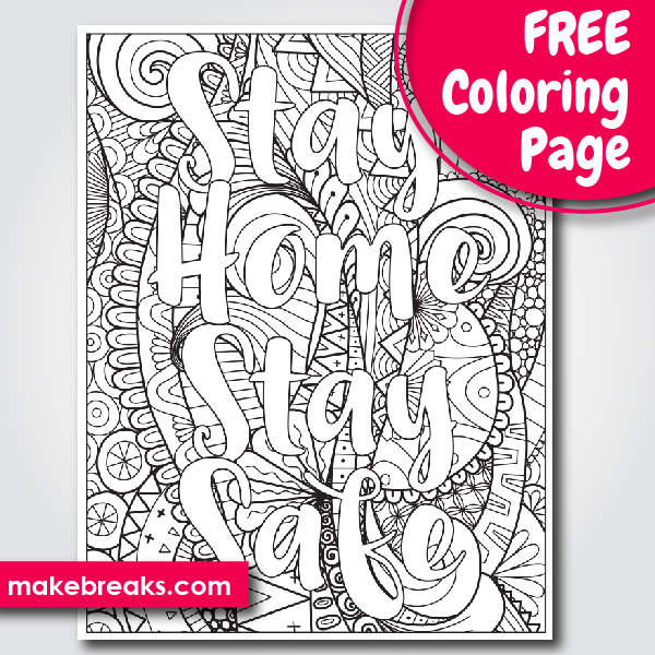 Free Stay Home, Stay Safe Word Coloring Page 2