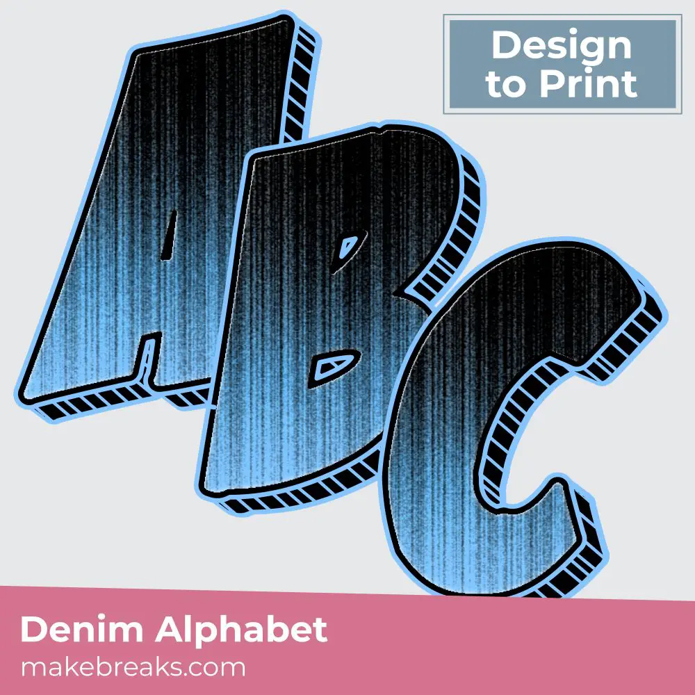 Free Denim Doodle Style Alphabet To Print