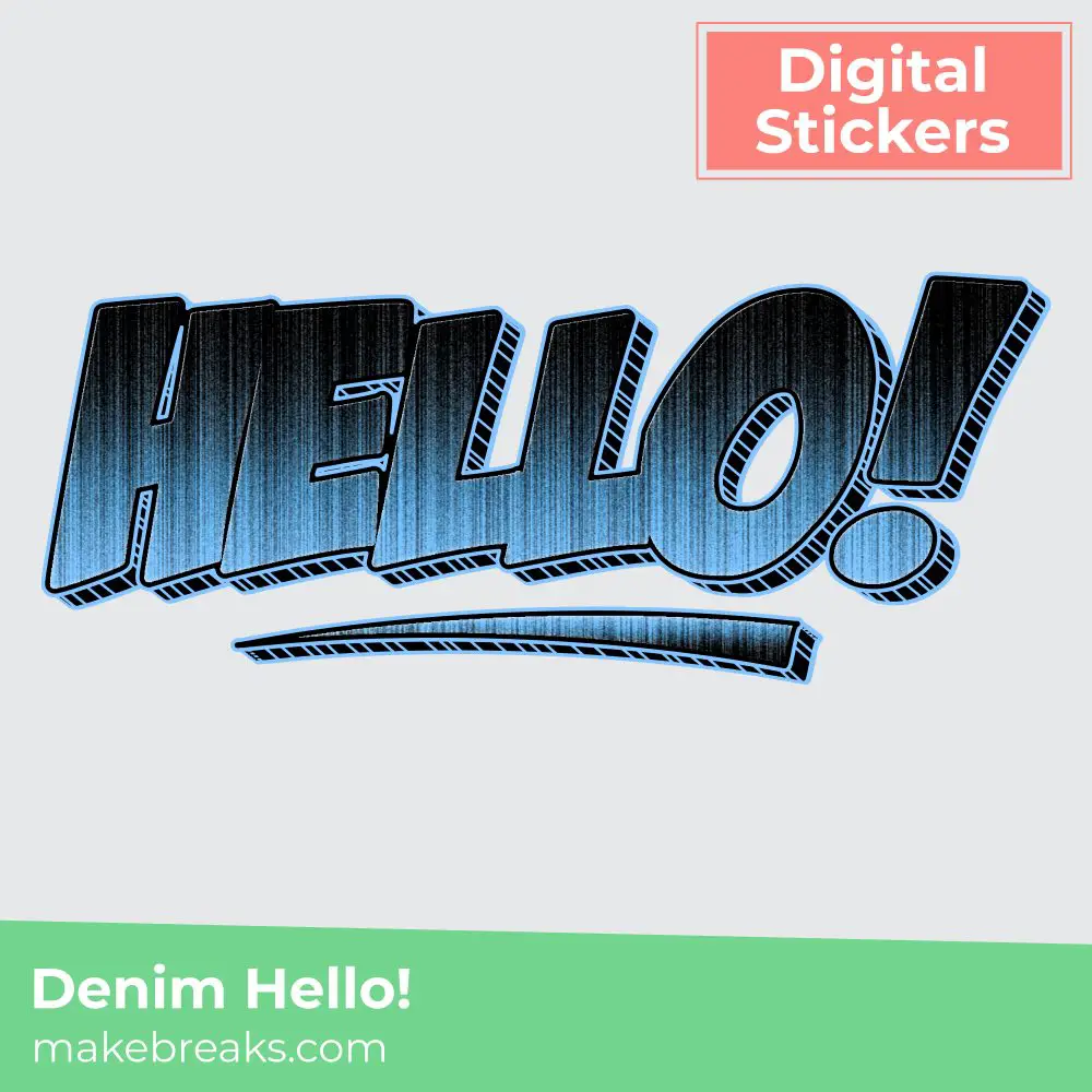 Denim Hello Digital Planner Sticker