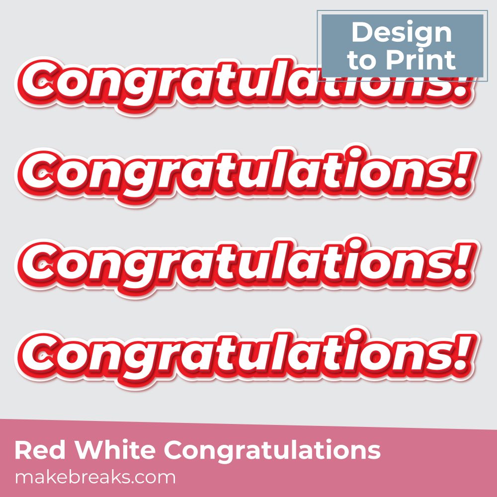 Free Red White Congratulations Embellishment to Print