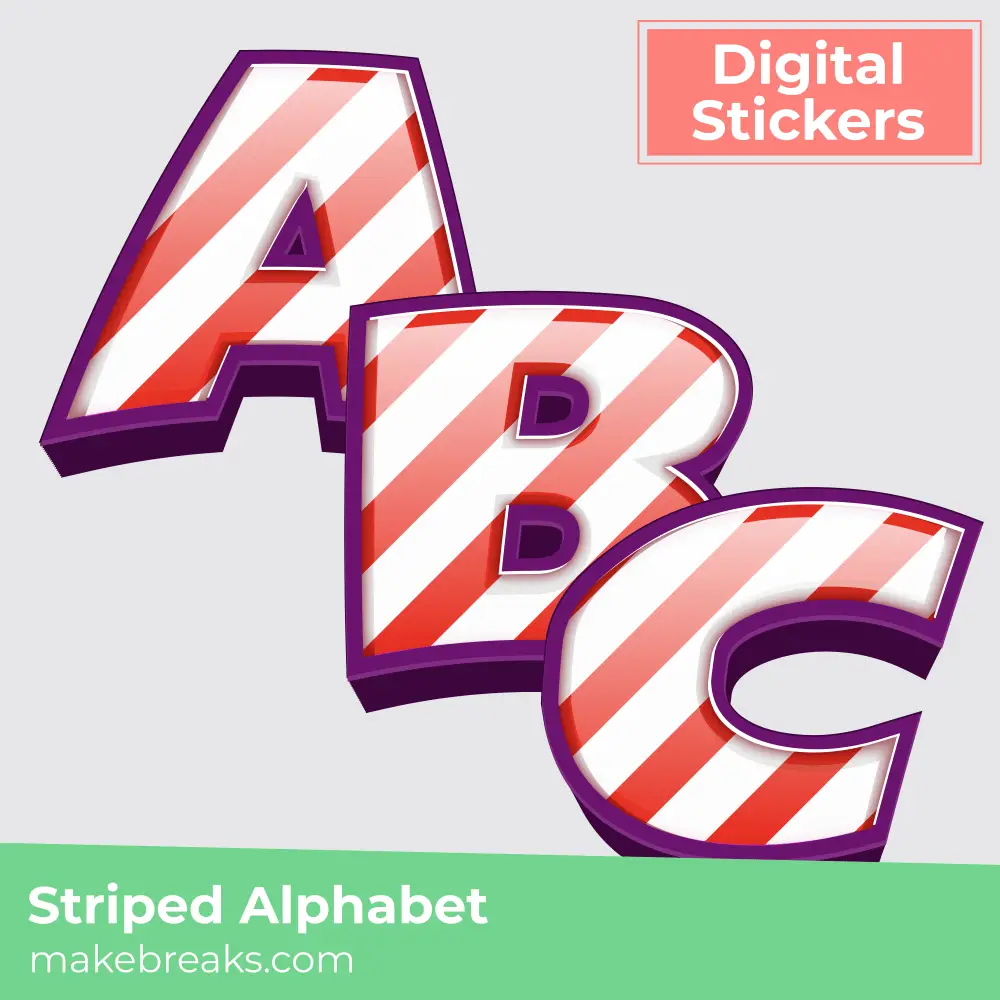 Striped Alphabet Free Digital Planner Stickers