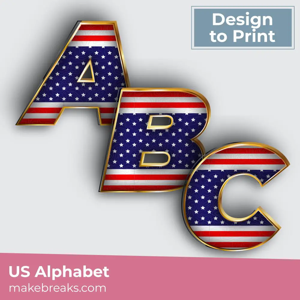 Free Printable US Stars and Stripes Alphabet Letters