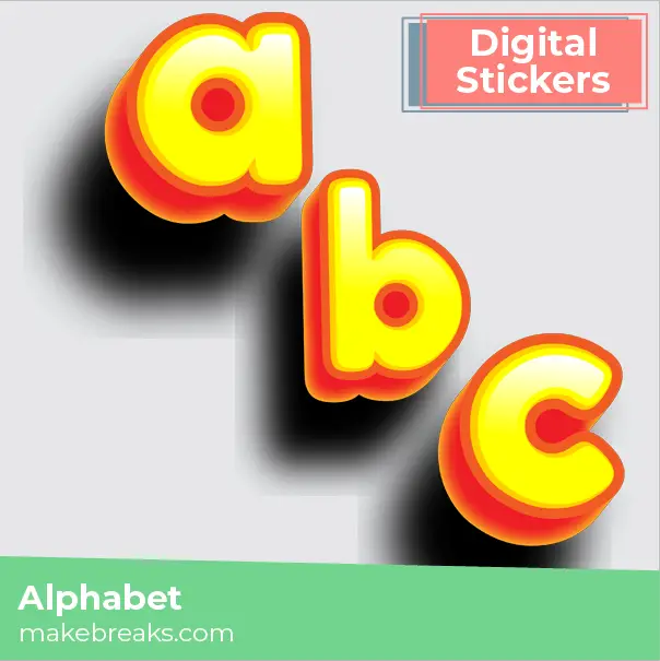 Yellow Lowercase Fridge Magnet Alphabet Digital Stickers