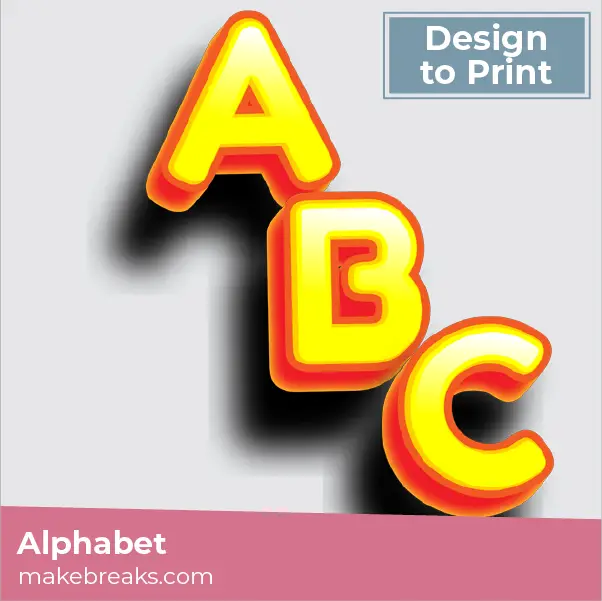 Yellow Fridge Magnet Style Alphabet to Print – Upper Case