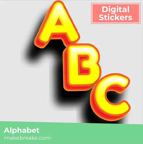 Yellow Uppercase Fridge Magnet Alphabet Digital Stickers