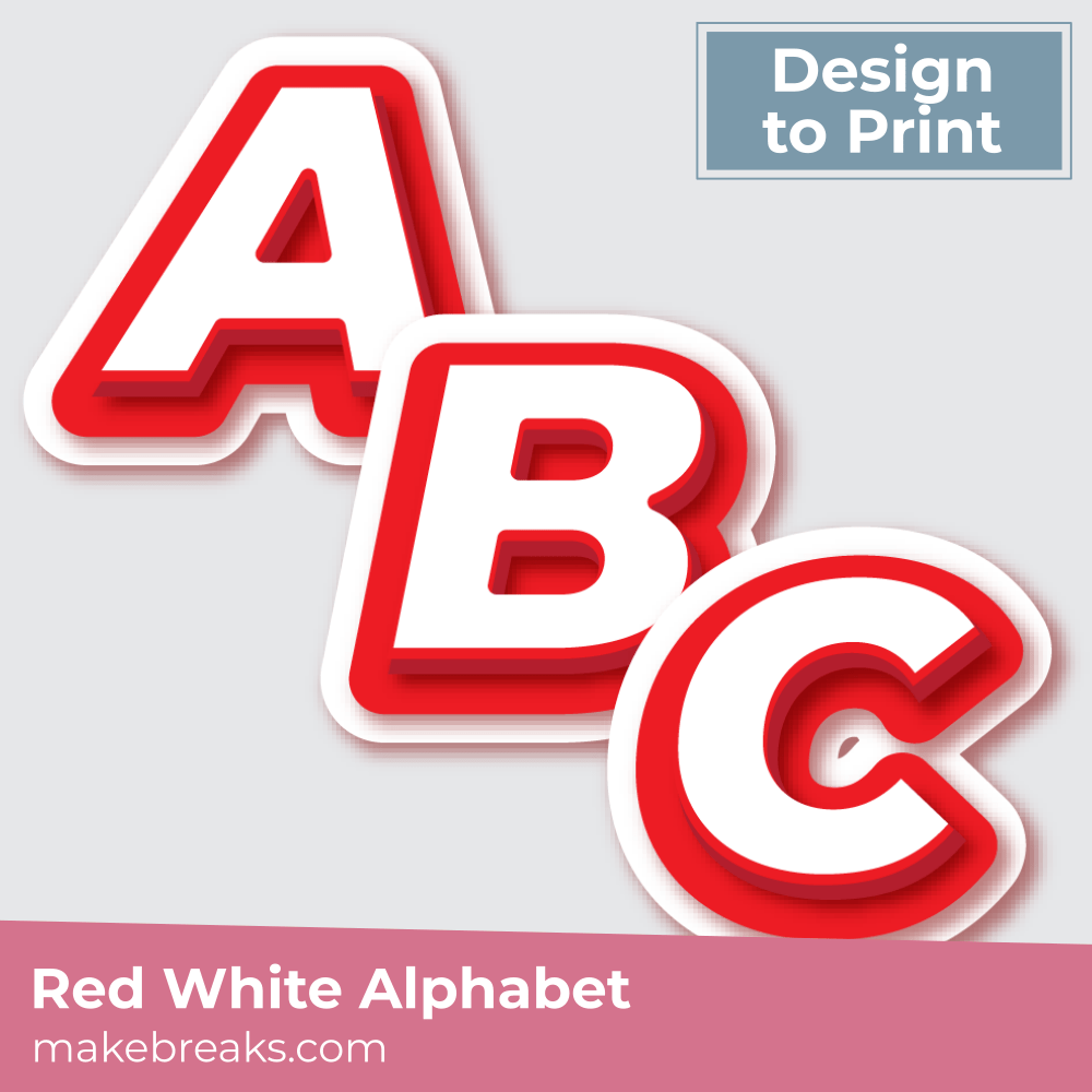 Free Printable Red and White Alphabet Letters