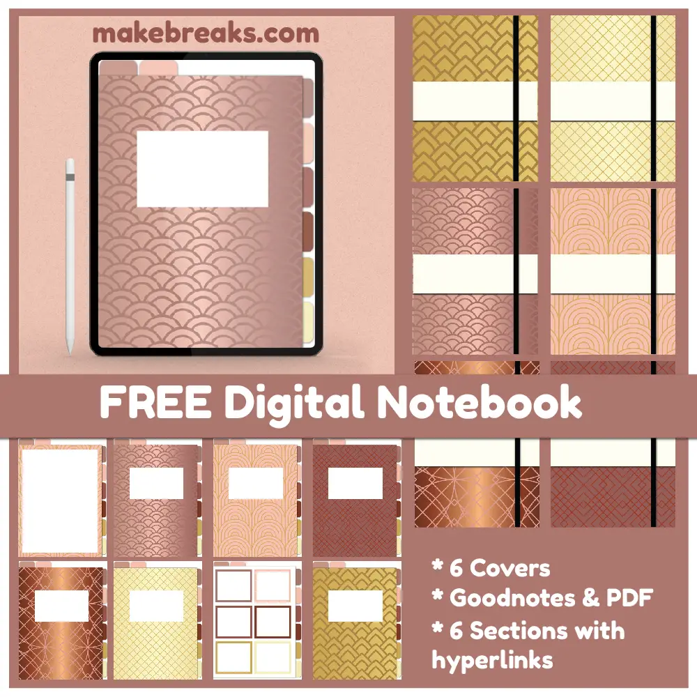 Gold Effect Free Digital Notebook for Goodnotes & Other PDF Readers