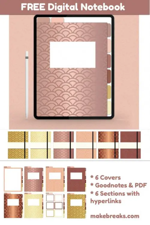 Gold Effect Free Digital Notebook for Goodnotes & Other PDF Readers ...