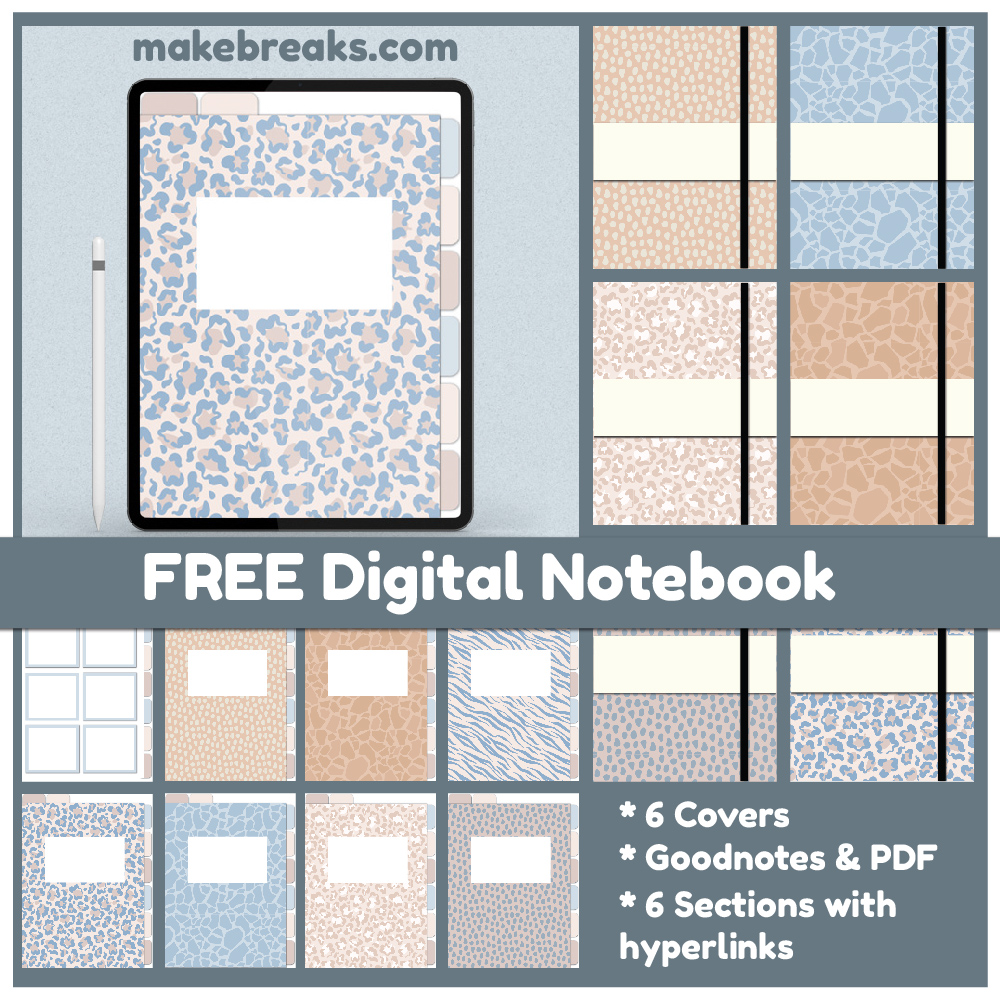 Pastel Animal Print Colors Free Digital Notebook for Goodnotes & Other PDF Readers