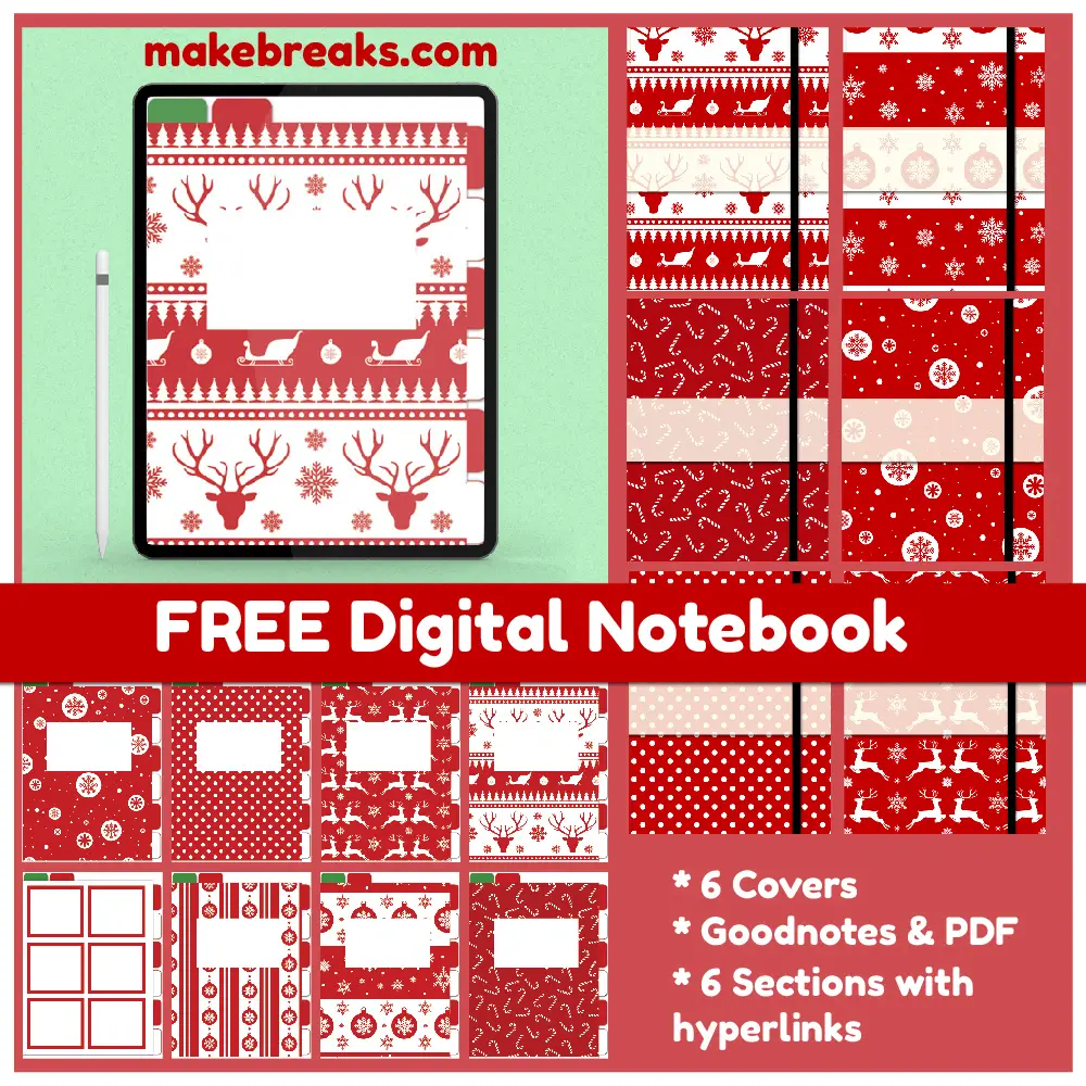 Christmas Free Digital Notebook for Goodnotes & Other PDF Readers