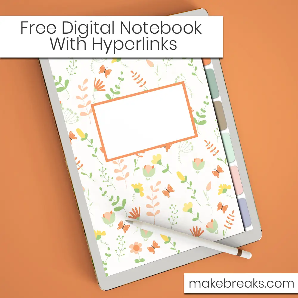 Floral Pattern Free Digital Notebook with Hyperlinks – for Goodnotes & Other PDF Readers