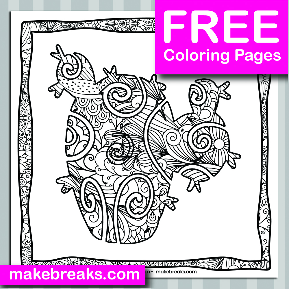 Free Cactus (03) Coloring Page