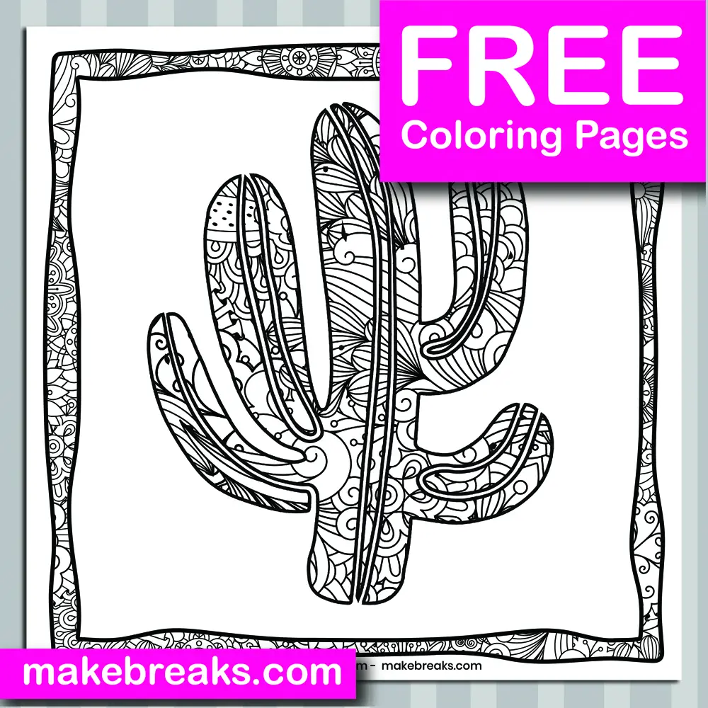 Free Cactus (08) Coloring Page