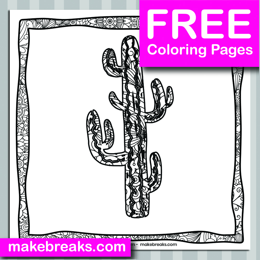 Free Cactus (09) Coloring Page