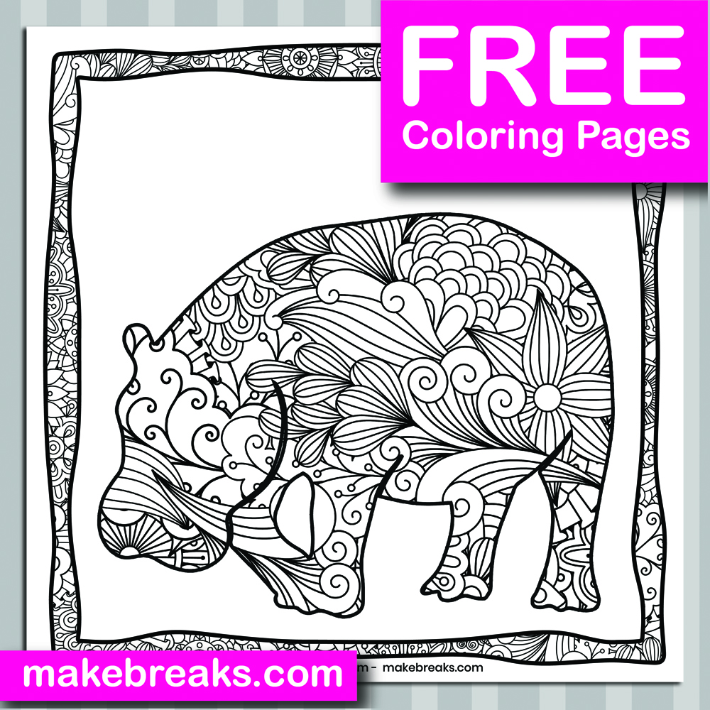 Free Hippo Animal Coloring Page