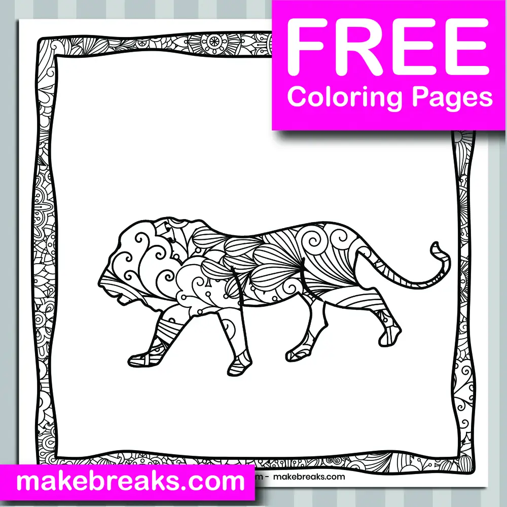 Free Lion Animal Coloring Page