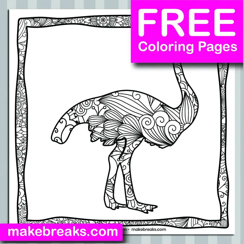 Free Ostrich Animal Coloring Page