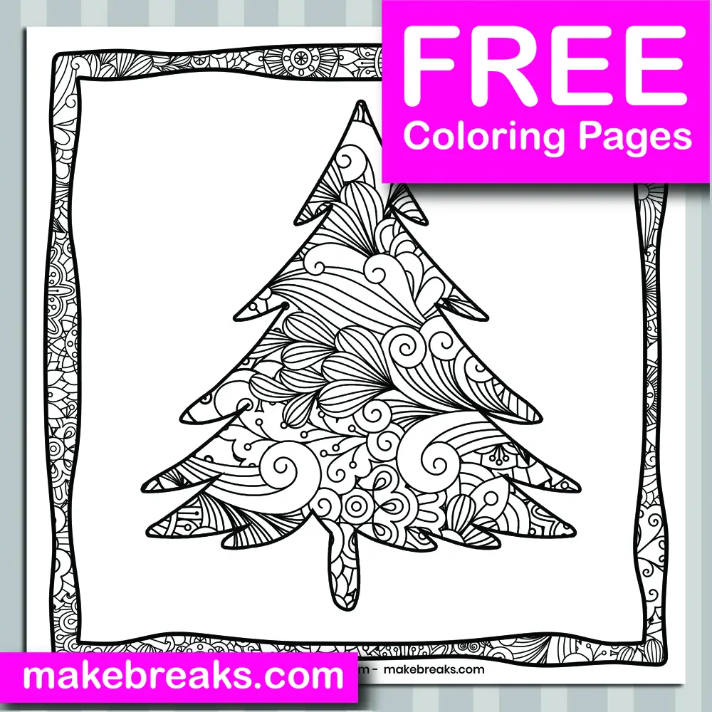 Free Christmas Tree (06) Coloring Page