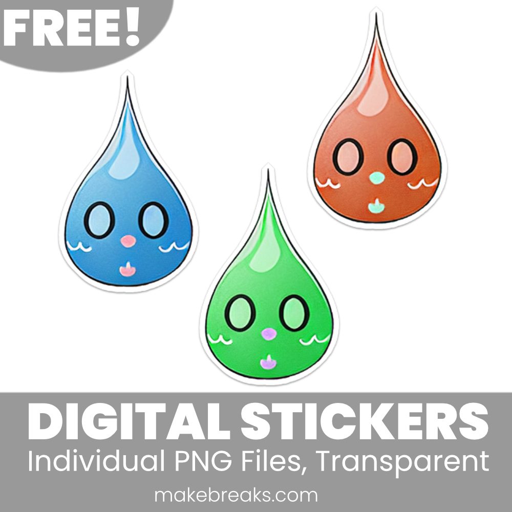 Free Happy Waterdrop Digital Planner Stickers – PNG Files