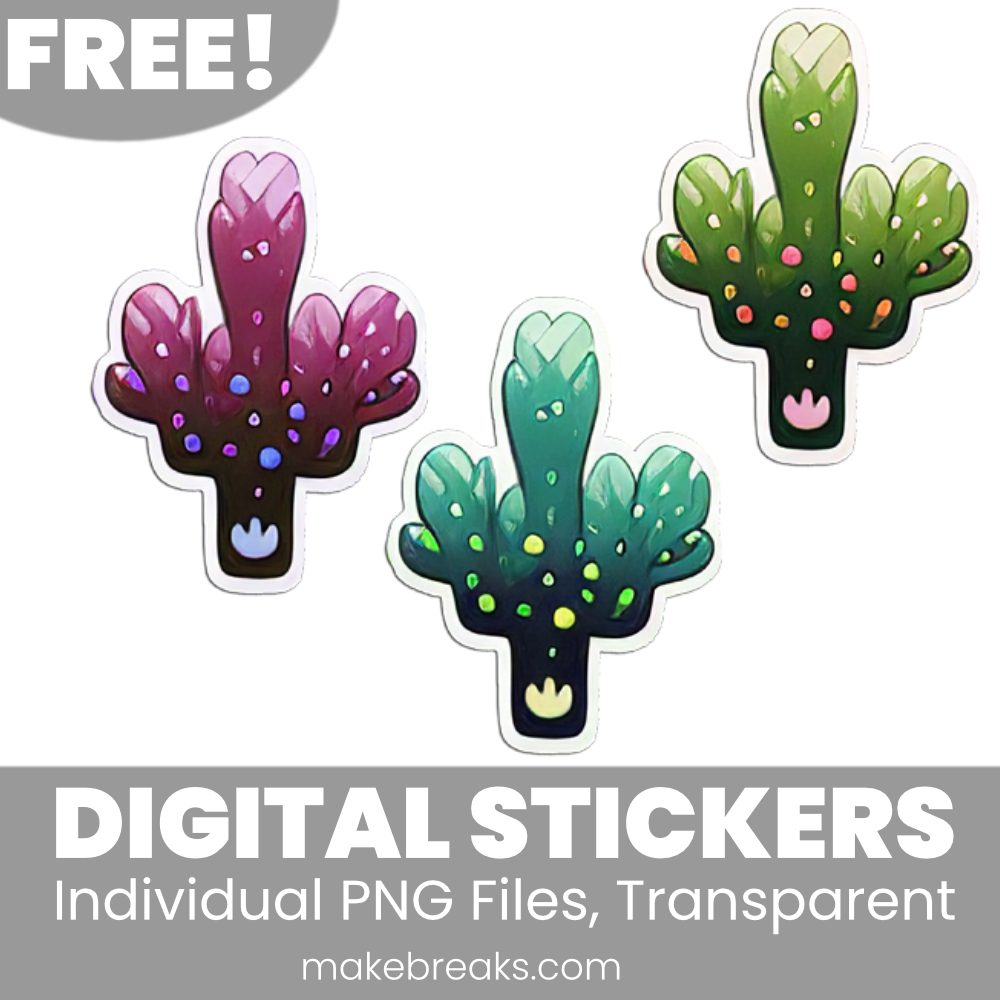 Free Cute Cactus in a Pot 2 Digital Planner Stickers – PNG Files
