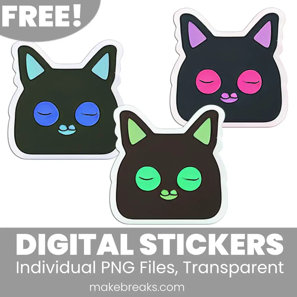 Free Black Cat Digital Planner Stickers - PNG Files - Make Breaks