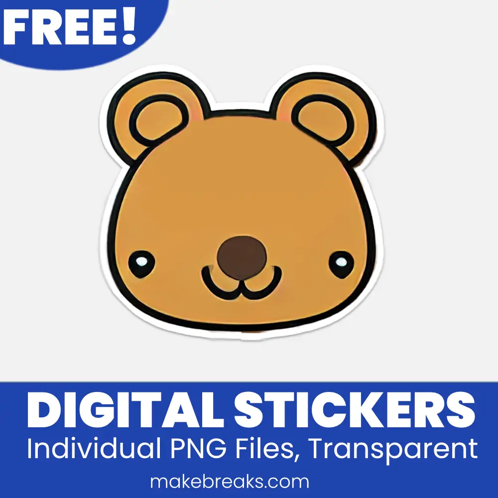 Free Bear Head Digital Planner Stickers – PNG Files