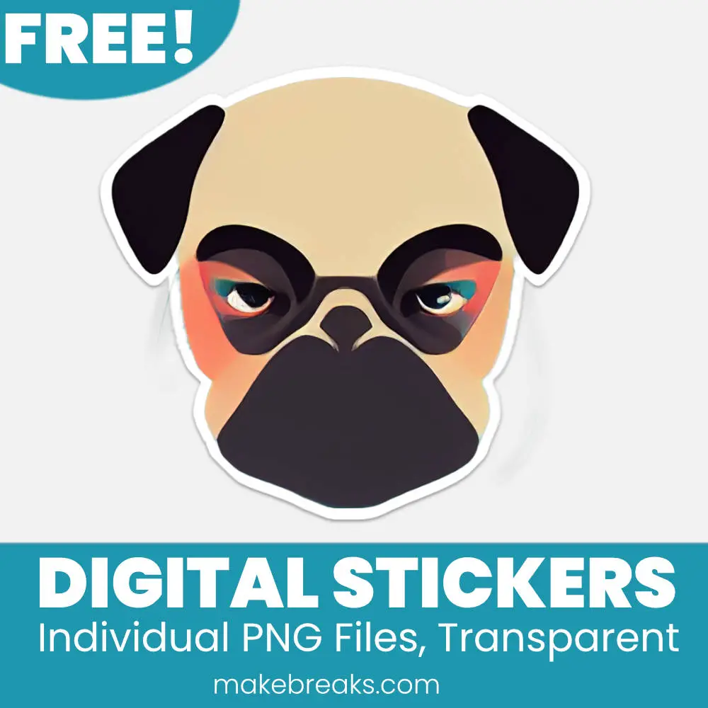 Free Bulldog Head Digital Planner Stickers – PNG Files
