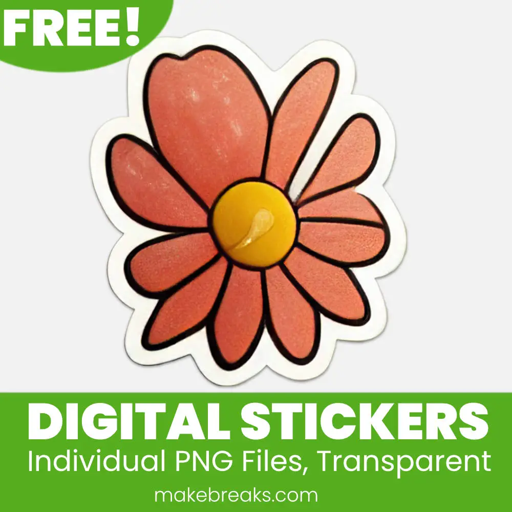 Free Flower #1 Digital Planner Stickers – PNG Files