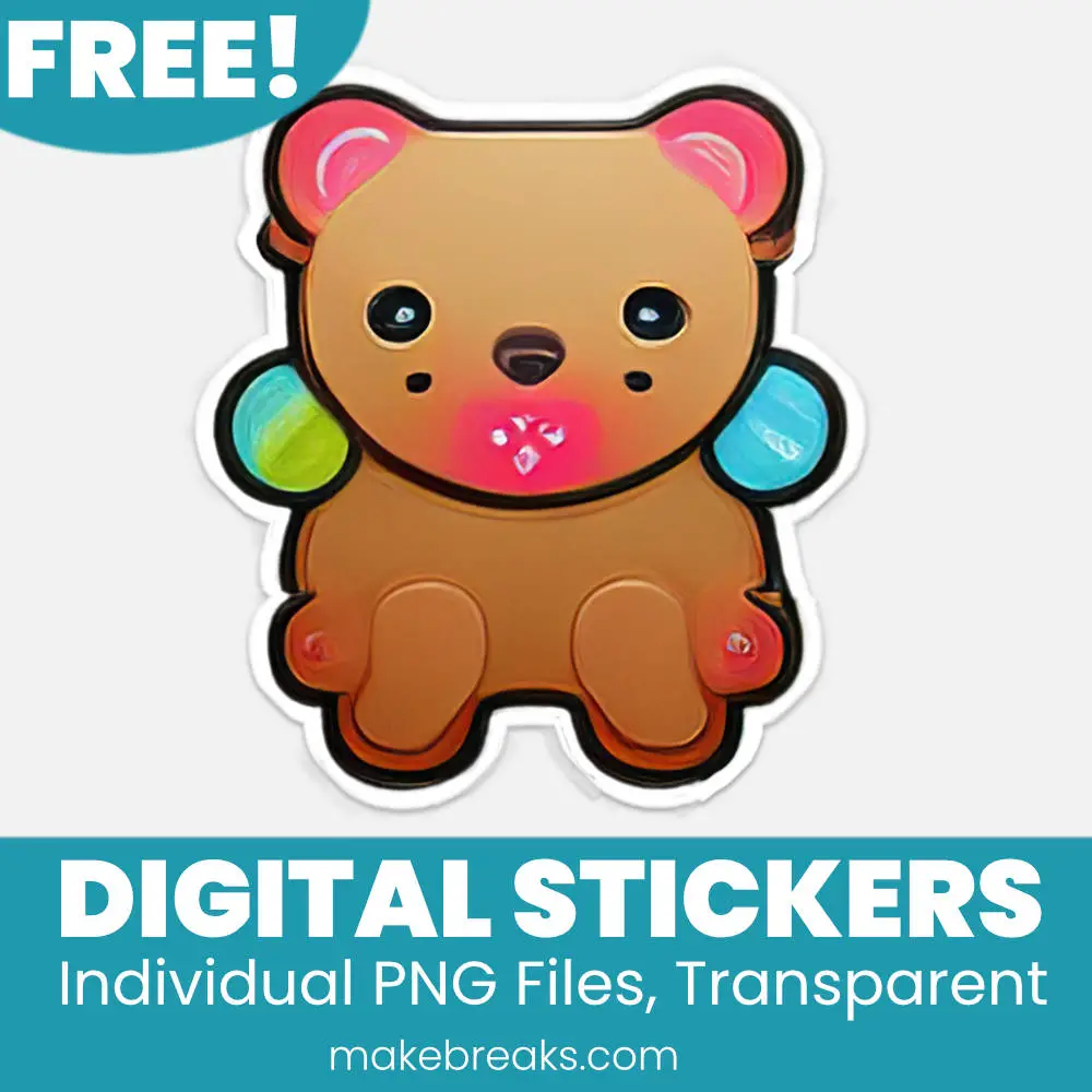 Free Teddy Bear Digital Planner Stickers – PNG Files