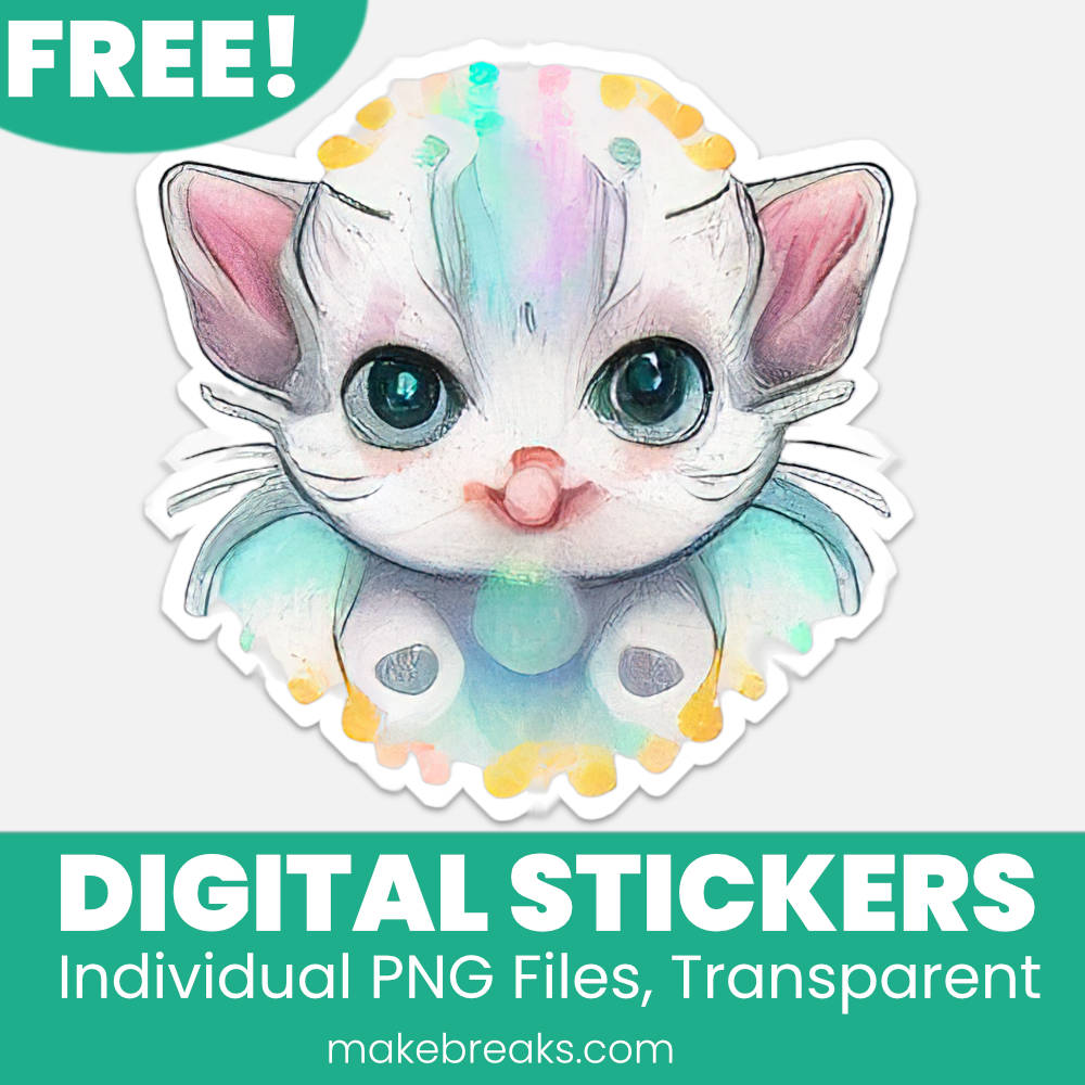 Free Watercolor Cat Digital Planner Stickers – PNG Files