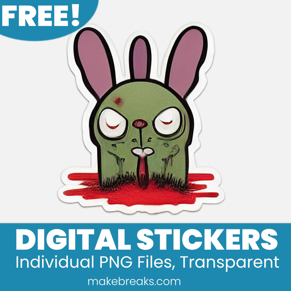 Free Zombie Rabbit Digital Planner Stickers – PNG Files