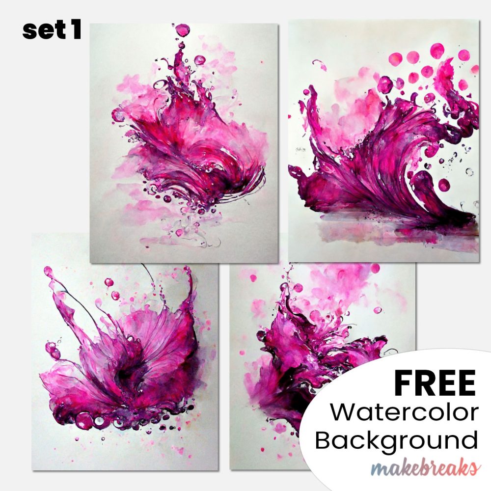 Magenta Watercolor Swashes & Splashes Abstract Pattern Background Download SET 1