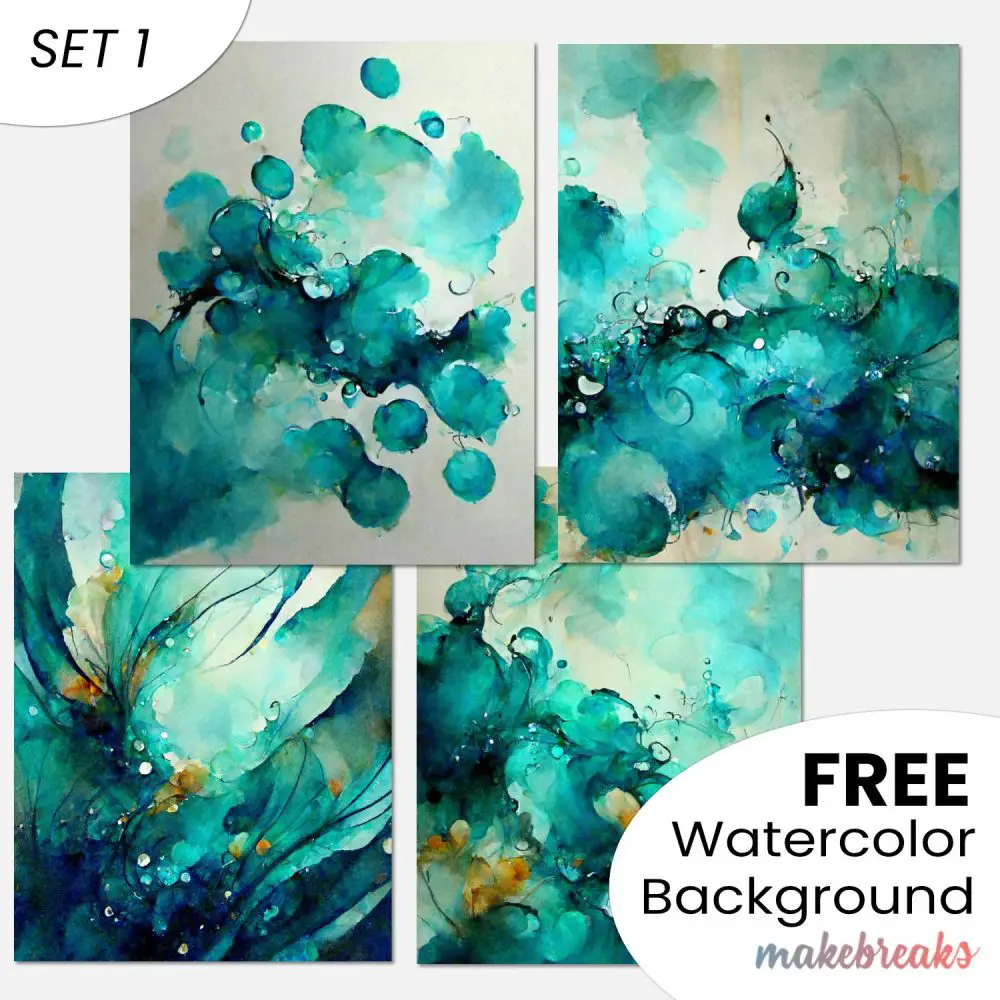 Teal Watercolor Swashes & Splashes Abstract Pattern Background Download SET 1