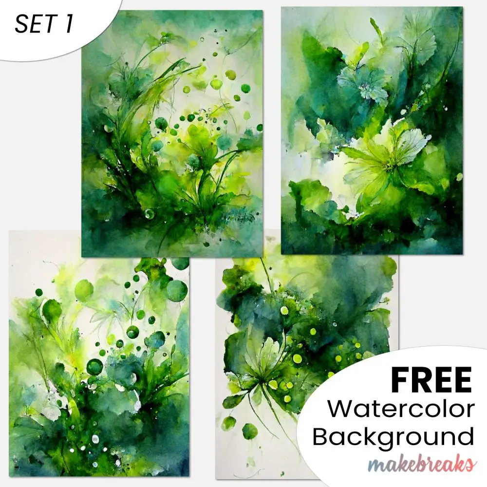 Green Watercolor Swashes & Splashes Abstract Pattern Background Download SET 1