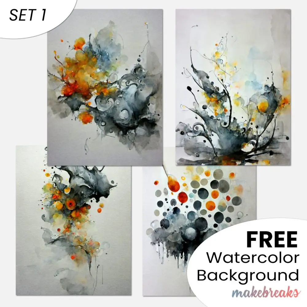 Grey Watercolor Swashes & Splashes Abstract Pattern Background Download SET 1