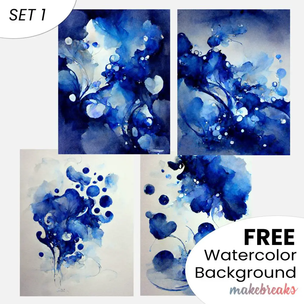 Indigo Blue Watercolor Swashes & Splashes Abstract Pattern Background Download SET 1