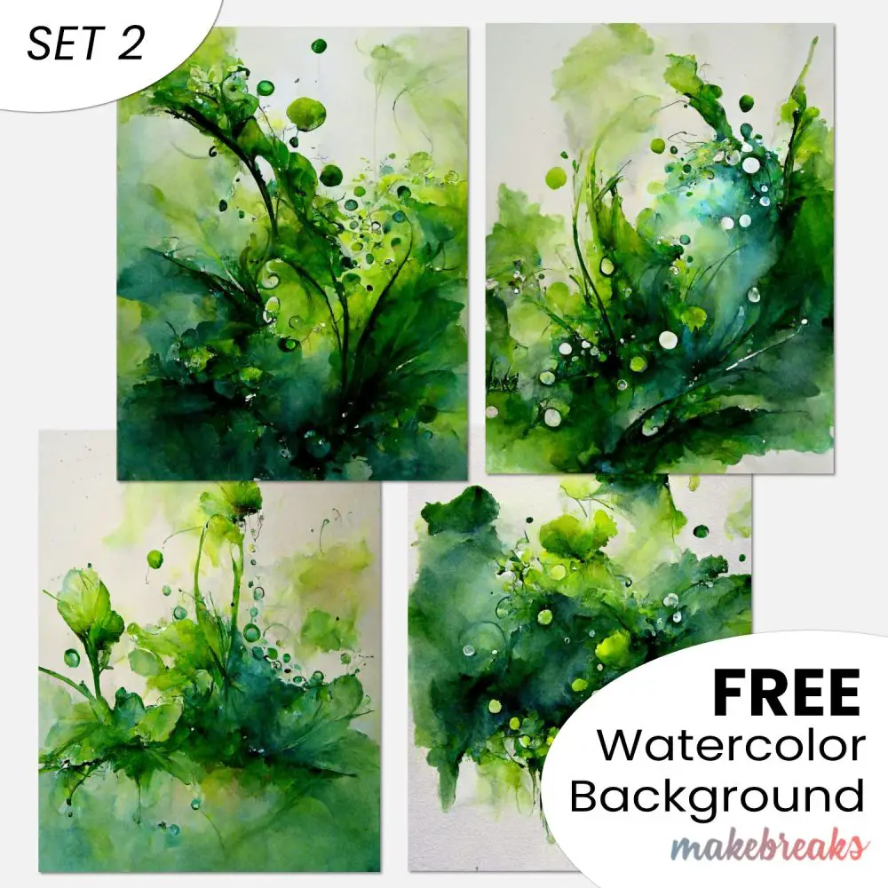 Green Watercolor Swashes & Splashes Abstract Pattern Background Download SET 2