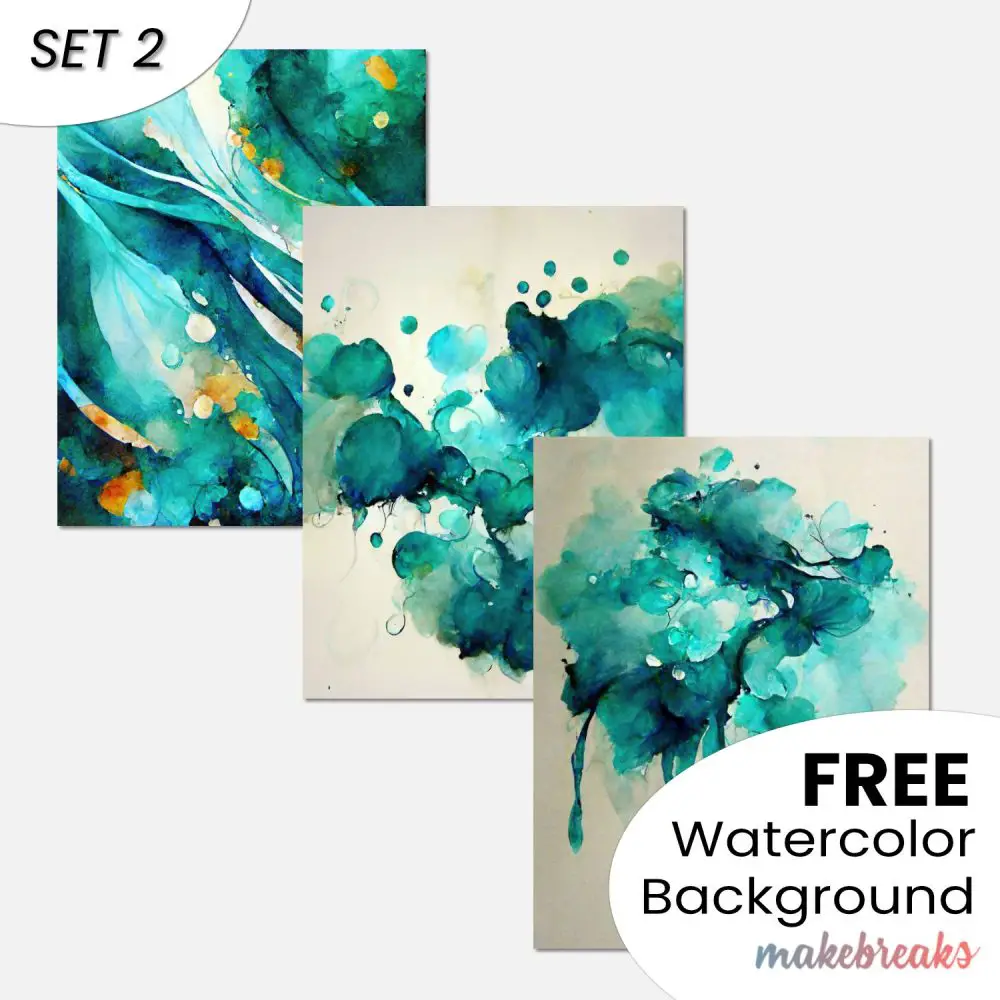 Teal Watercolor Swashes & Splashes Abstract Pattern Background Download SET 2