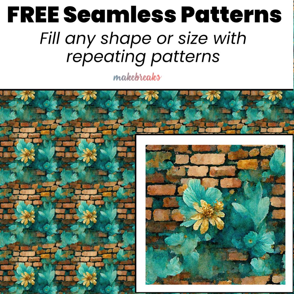 Teal Flower Brick Seamless Pattern Tile 2