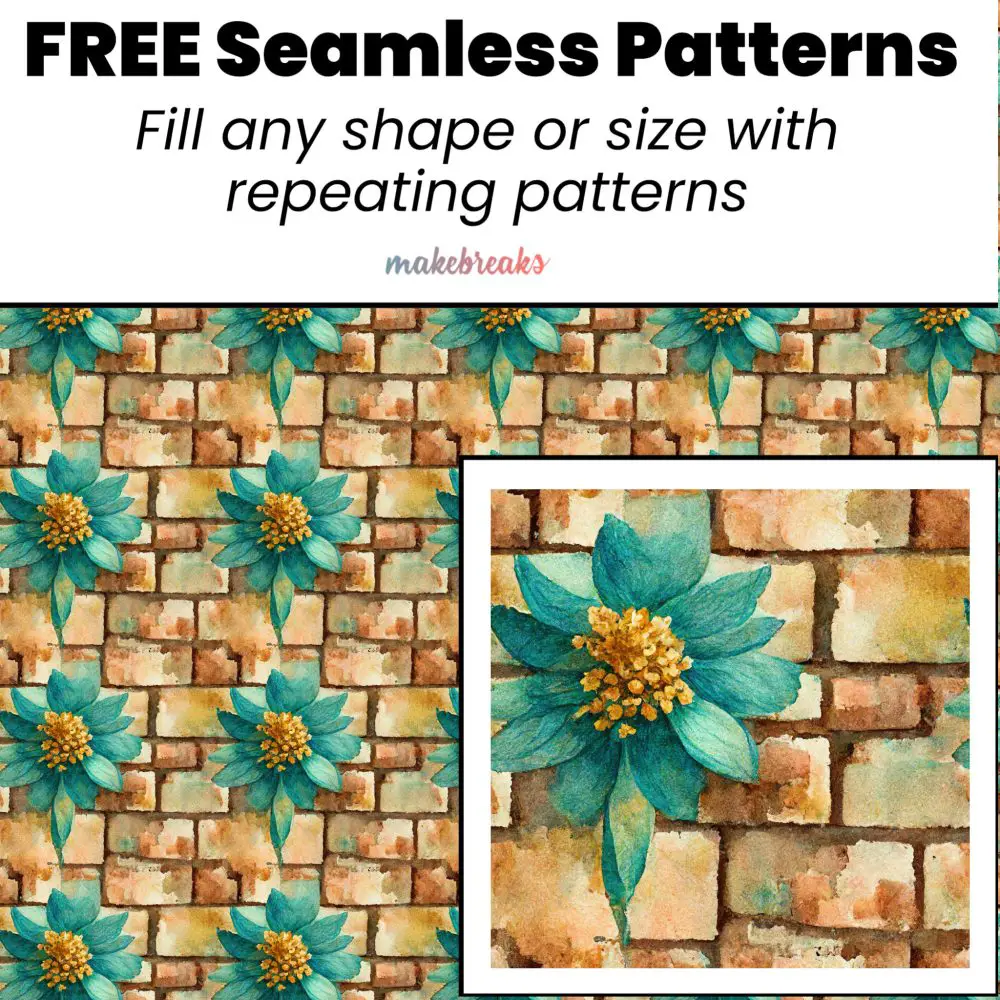 Teal Flower Brick Seamless Pattern Tile