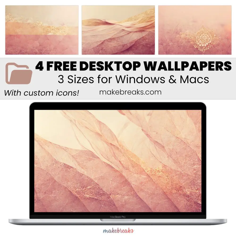 Blush Pink and Gold 1 Wallpaper – Free Aesthetic Desktop Organizers with Custom Icons in 3 Ratios for Macs and Windows