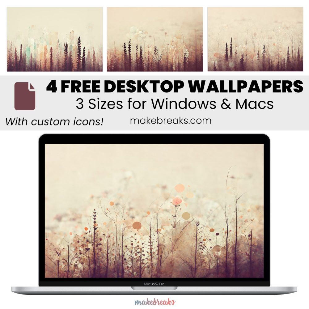 Neutral Design Wallpaper – Free Aesthetic Desktop Organizers with Custom Icons, 4 Designs in 3 Ratios for Macs and Windows