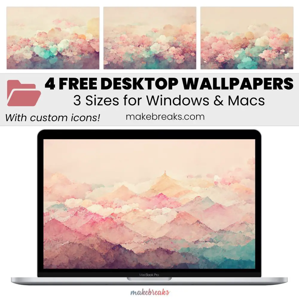 Pastel Clouds Design 2 Wallpaper – Free Aesthetic Desktop Organizers with Custom Icons in 3 Ratios for Macs and Windows