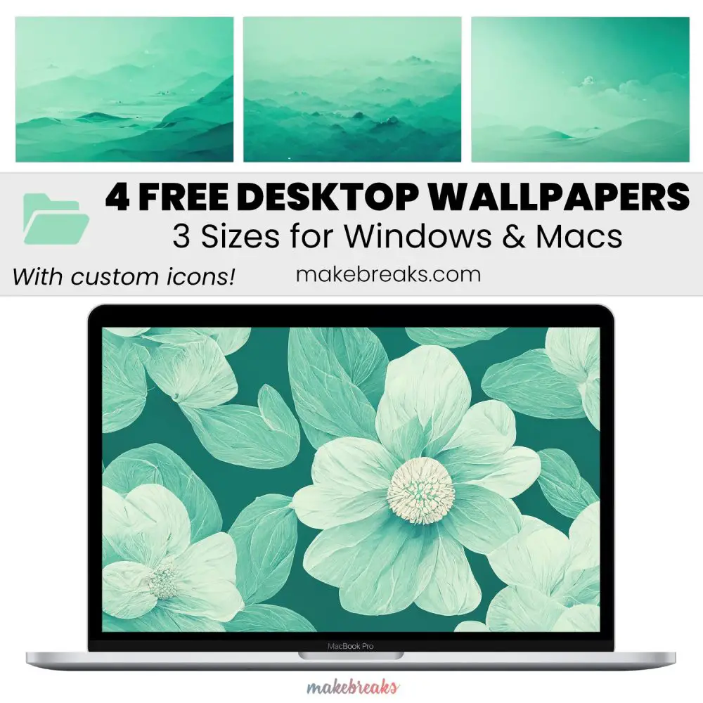 Green Minimalist Design Wallpaper – Free Aesthetic Desktop Organizers with Custom Icons, 4 Designs in 3 Ratios for Macs and Windows