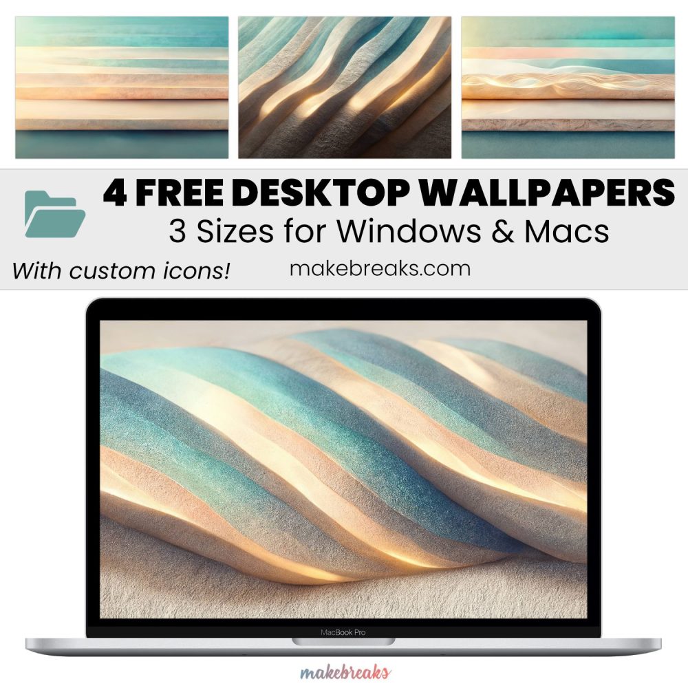 Blue Beige Stripes Wallpaper – Free Aesthetic Desktop Organizer Backgrounds with Custom Icons, 4 Designs in 3 Ratios for Macs and Windows