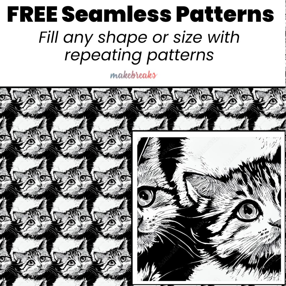 Black and White Kitten Seamless Repeating Pattern Tile