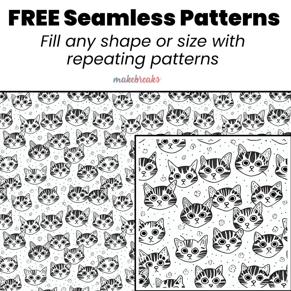 Black and White Taby Kittens Seamless Repeating Pattern Tile