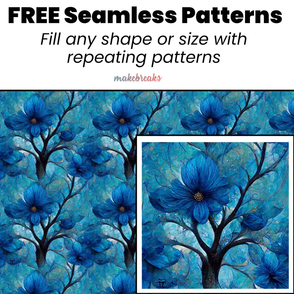 Whimsical Climbing Tree With Blue Flowers Seamless Pattern Tile