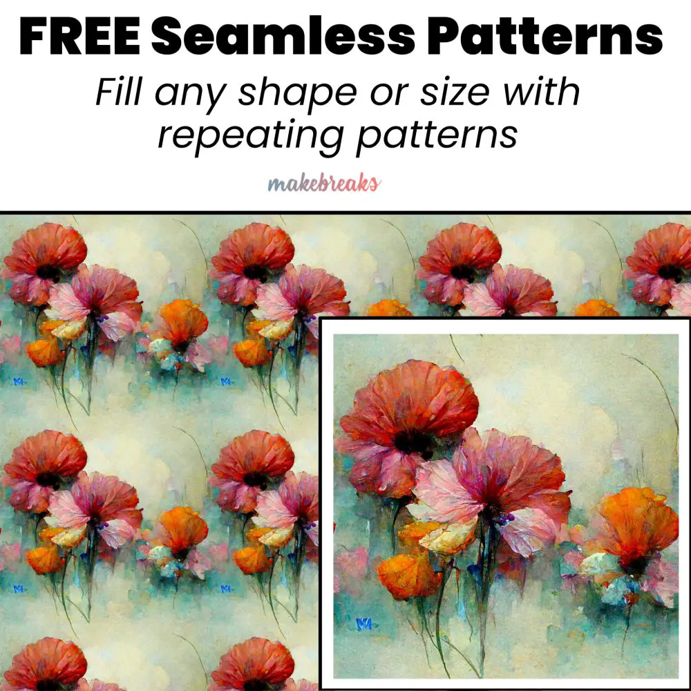 Red Poppy Seamless Pattern Tile Set 2